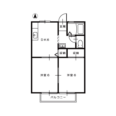 コーポ吉備路C202_間取図