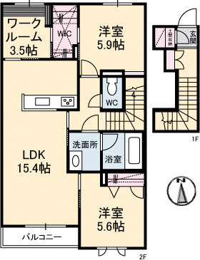 シャーメゾンアリビオA203_間取図
